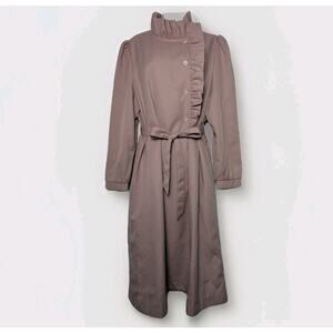 Vintage Bonders 1960s Pale Lilac Mauve Trench Coat Jacket Ruffle Military M